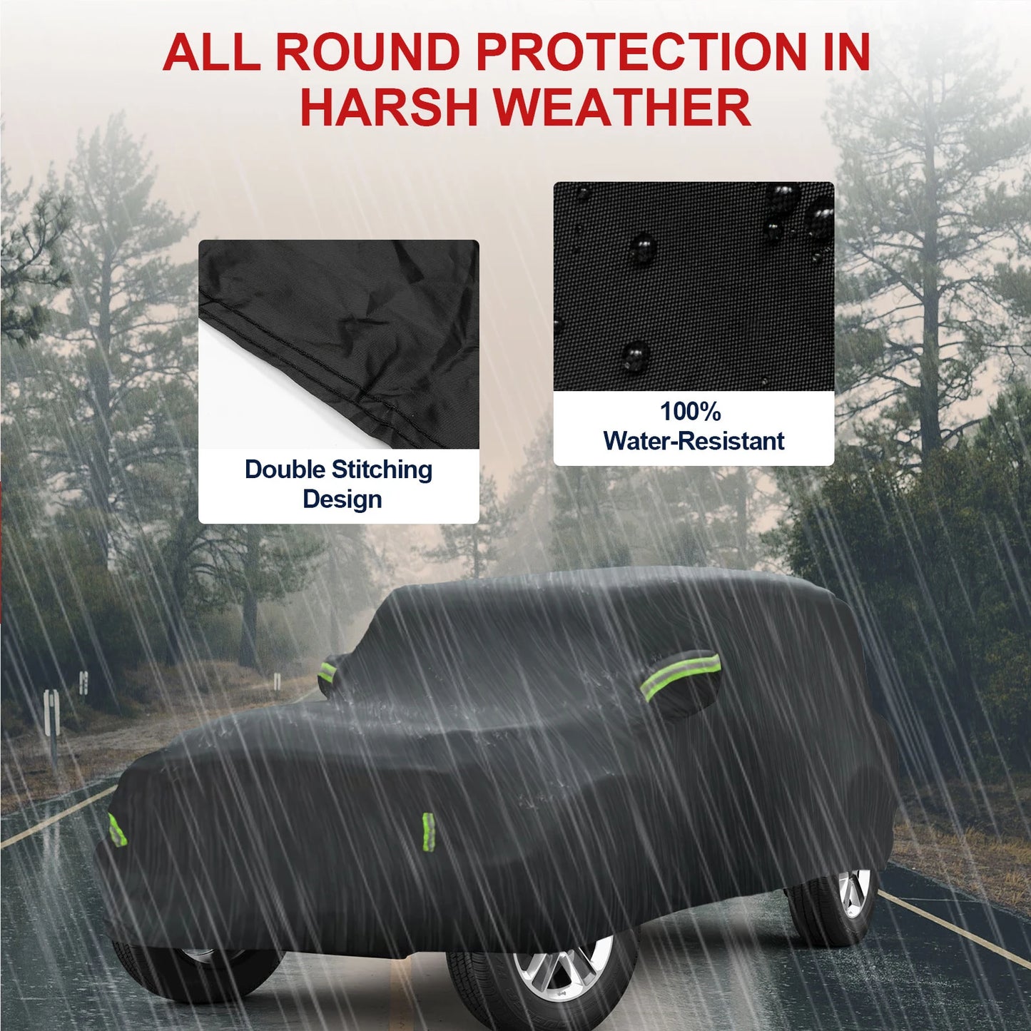 Full Car Cover Outdoor Waterproof Dust Proof Resistant Protection Polyester Durable for Dodge Challenger Jeep Wrangler 2008 to 2023
