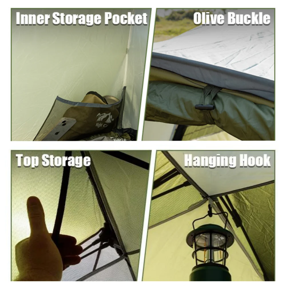 Night Cat Cabin Tent with Vestibule: 2-4 Persons Pop Up Camping Tent Double Layers Easy Quick Setup Waterproof  Instant Set Up Tent