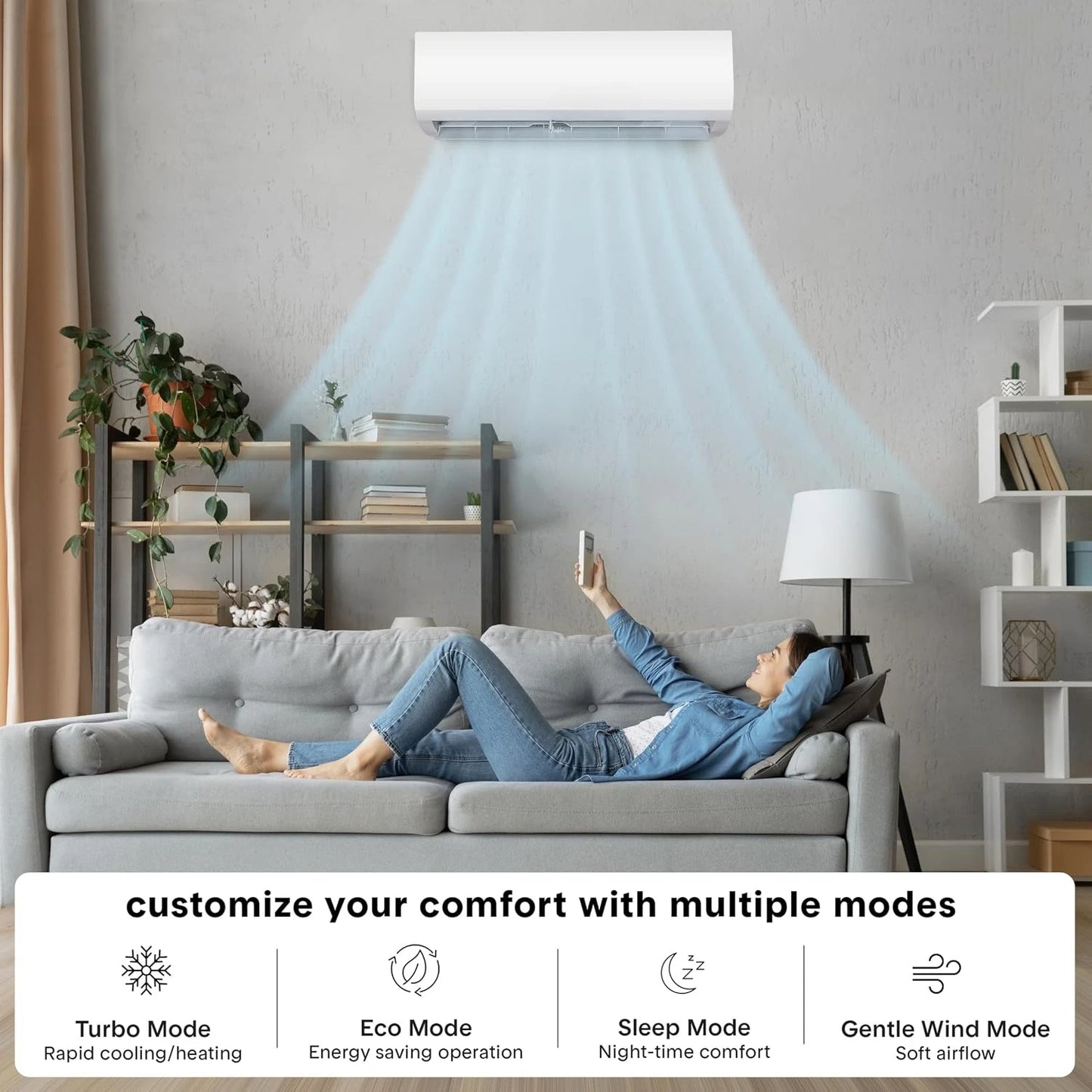 18000 BTU Mini Split AC & Heater, Wall-Mounted Indoor Outdoor Units with WiFi & Install Kit for Home Office Bedroom, Custom