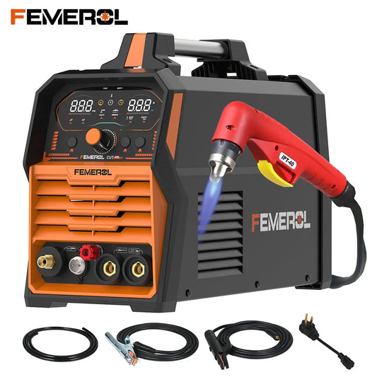 FEMEROL 2 In 1 60A Plasma Cutter 110/220V 200A Stick Welder Non-Touch Pilot Arc Large LED Display IGBT Plasma Cutting Machine