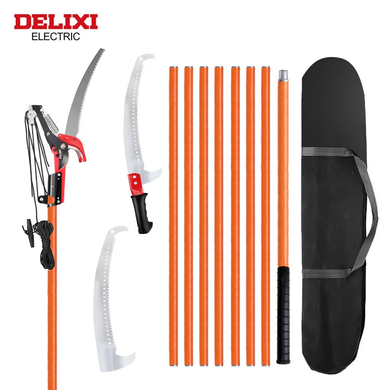 Delixi Electric 2 In 1 Telescopic Tree Pruning Saw 9 26 Ft With Branch Shears