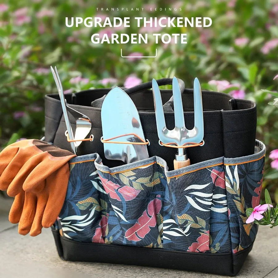 9 Piece Heavy Duty Garden Tool Set With Durable Organizer Bag For Gardening