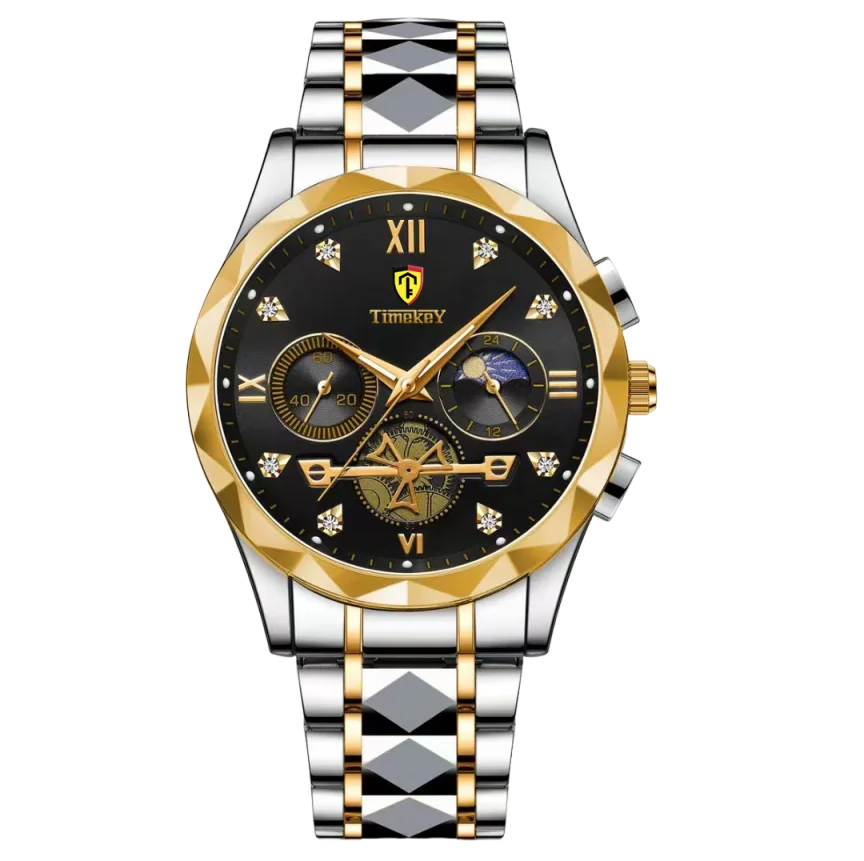 Luxury Quartz Watch for Men Waterproof Sports Leather Chronograph Luminous Design with Box