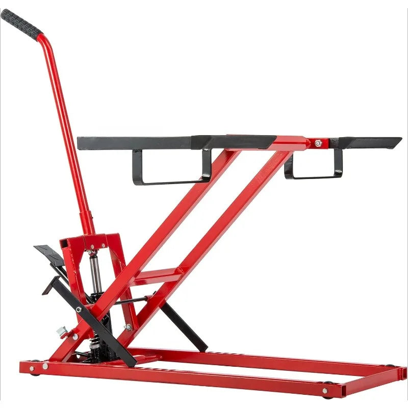 Lawn Mower Jack Lift 300 Lbs Capacity for Tractors and Zero Turn Mowers with Safety Lock and Rubber Padded Platform