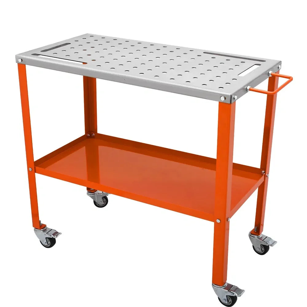 36x18 Welding Table 1200lbs Lockable Casters 4 Tool Slots