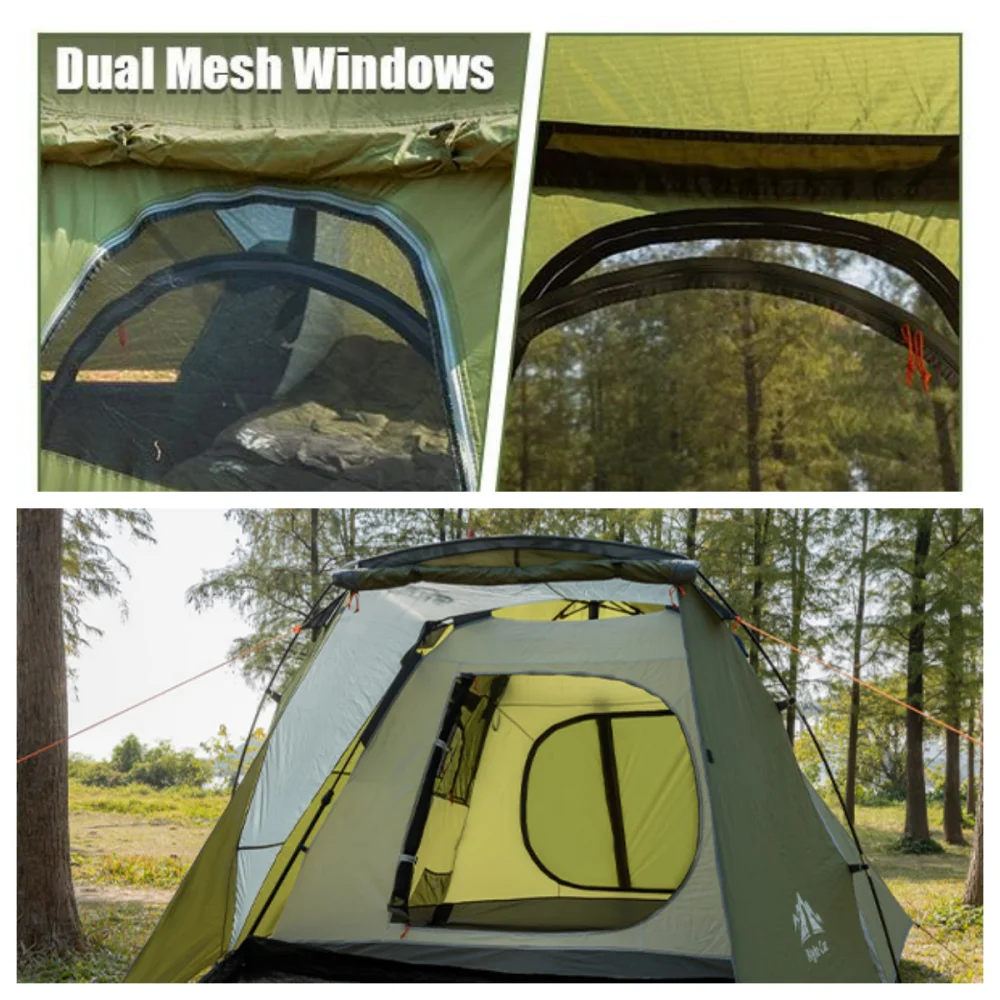 Night Cat Cabin Tent with Vestibule: 2-4 Persons Pop Up Camping Tent Double Layers Easy Quick Setup Waterproof  Instant Set Up Tent