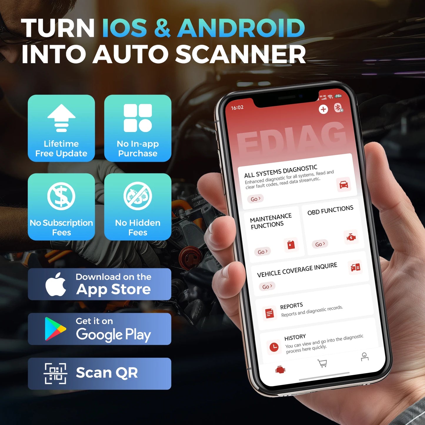 2025 New Kingbolen Ediag Elite Car Diagnostic Tool All System 15 Resets Bi-Directional Test OBD2 Auto Scanner