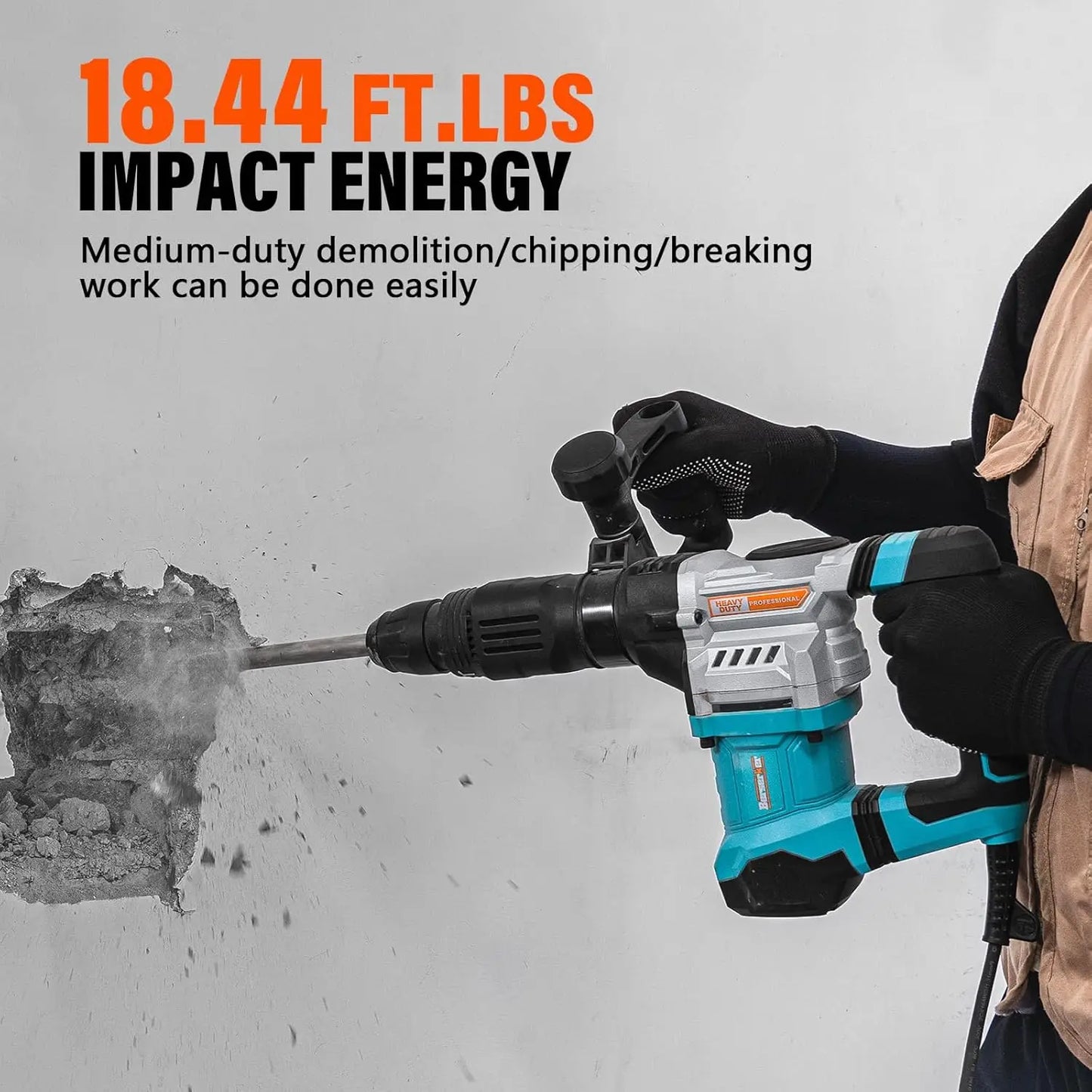 1300W 16 Pound SDS Max Demolition Jack Hammer 1-9/16 Inch 11 Amp Small Corded Electric Demo Chipping Hammer for Floor Tile Removal