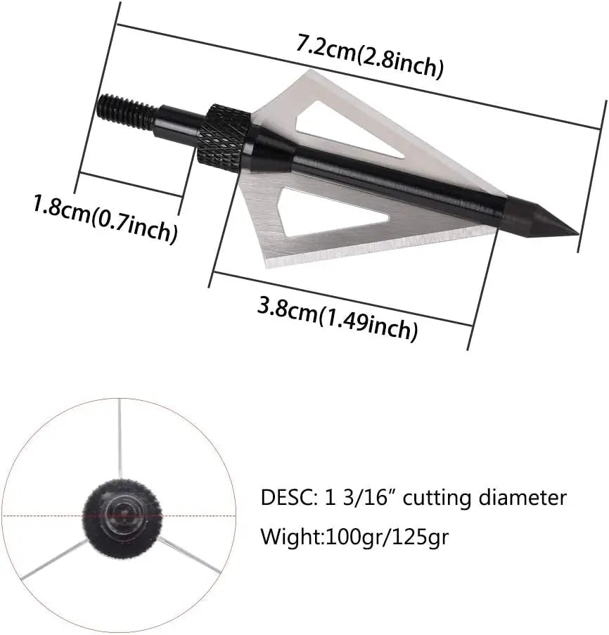 3 Blades Broadheads Archery 100 Grain 12 Pack Crossbow