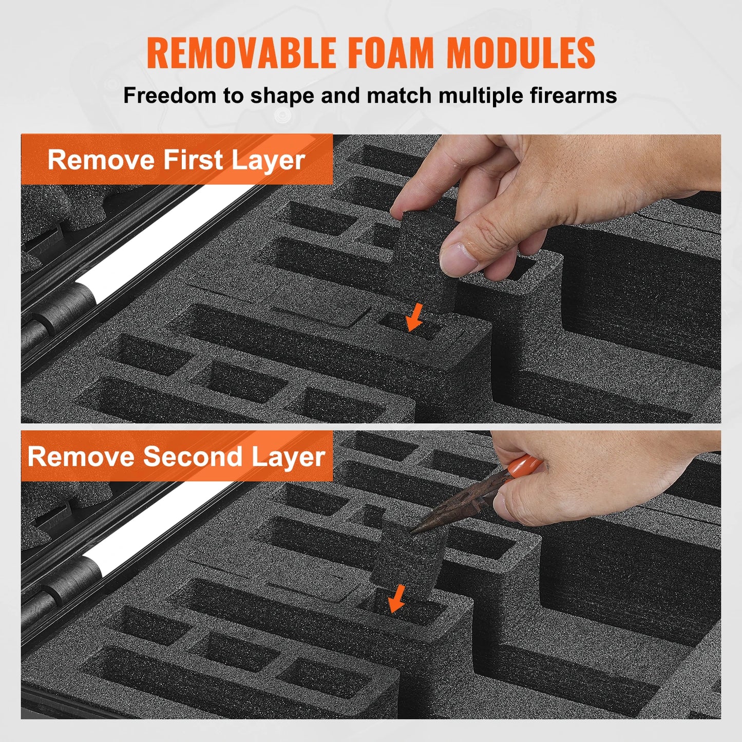 SucceBuy Hard Pistol Cases with Pre-cut PU Foam Lining Waterproof Dustproof Hard Gun Case for 1/2/5/6Pistol Lockable Pistol Case