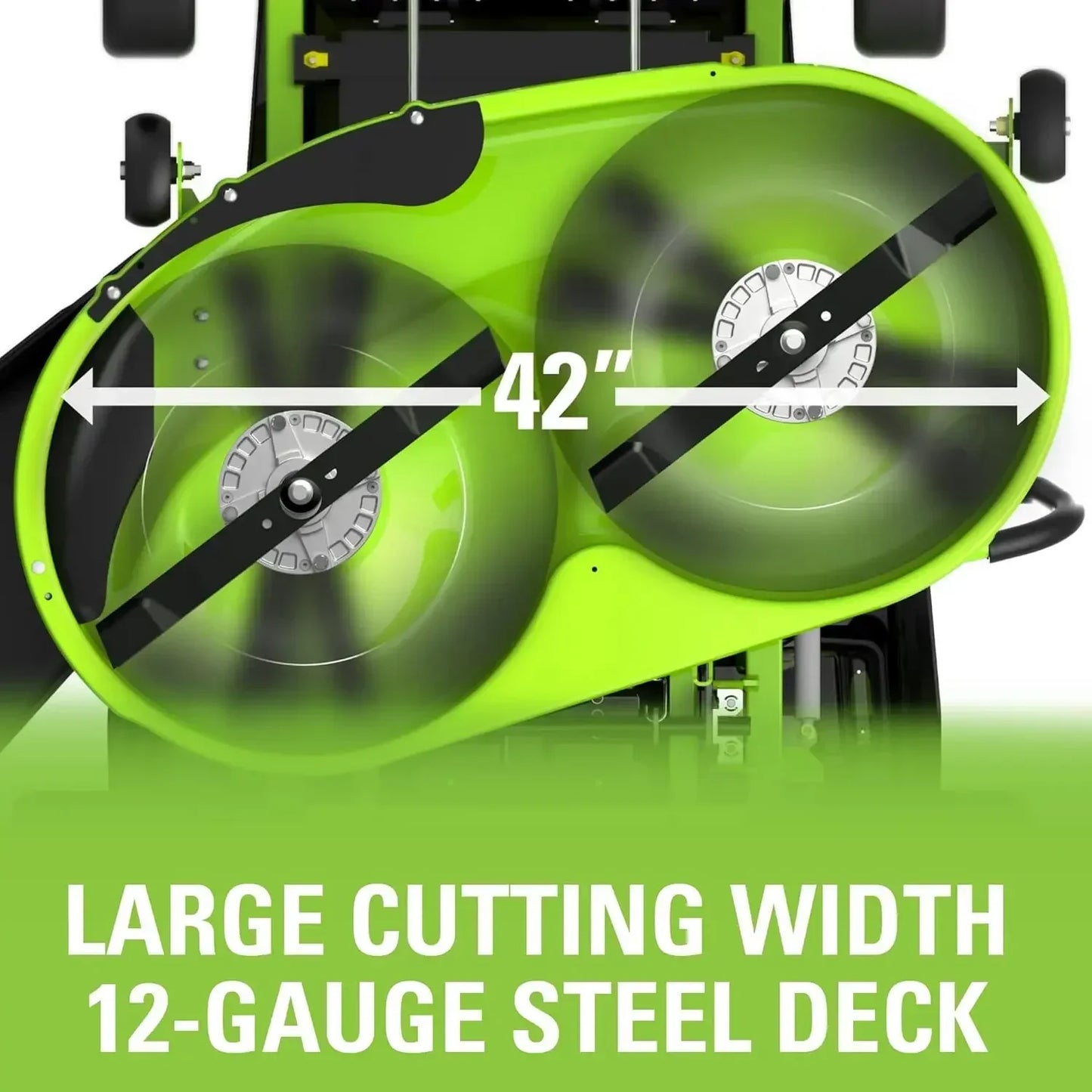 Pro 80V 42 Inch Electric Zero Turn Lawn Mower with Six 5.0Ah Batteries and Three Dual Port Turbo Chargers