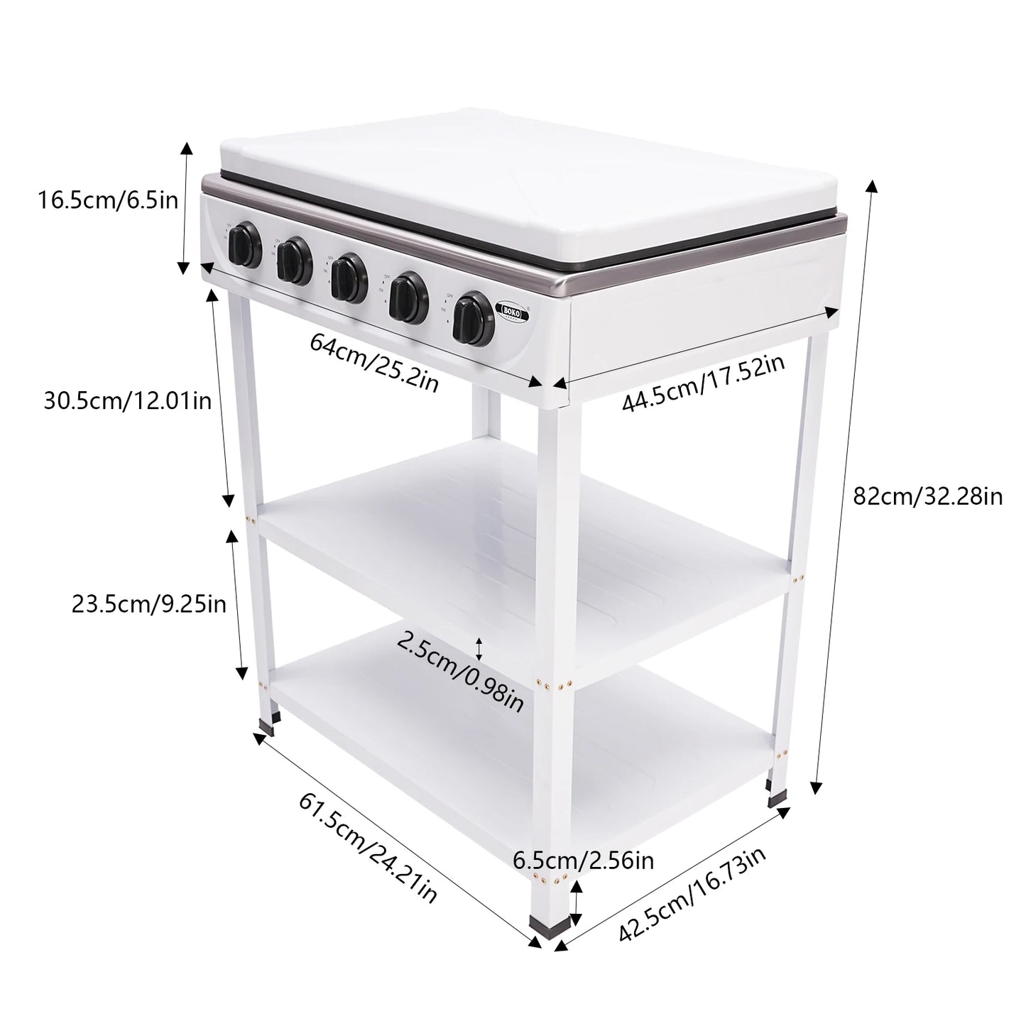 5 Burner Propane Gas Stove with Support Leg Stand and Wind Blocking Cover 2.5KW Independent Control Camping Stove