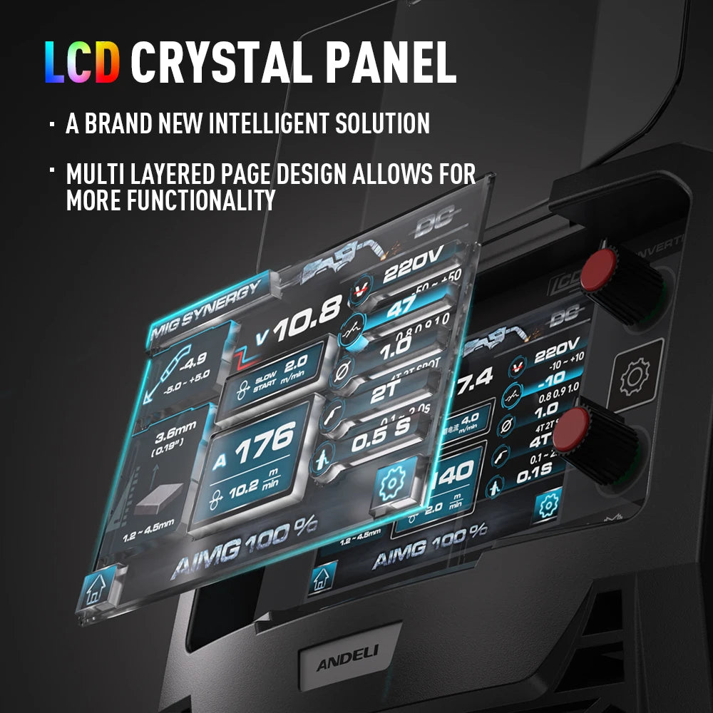 Andeli 200A Semi Automatic Welding Machine MIG TIG MMA Inverter Welder Spool Gun Compatible