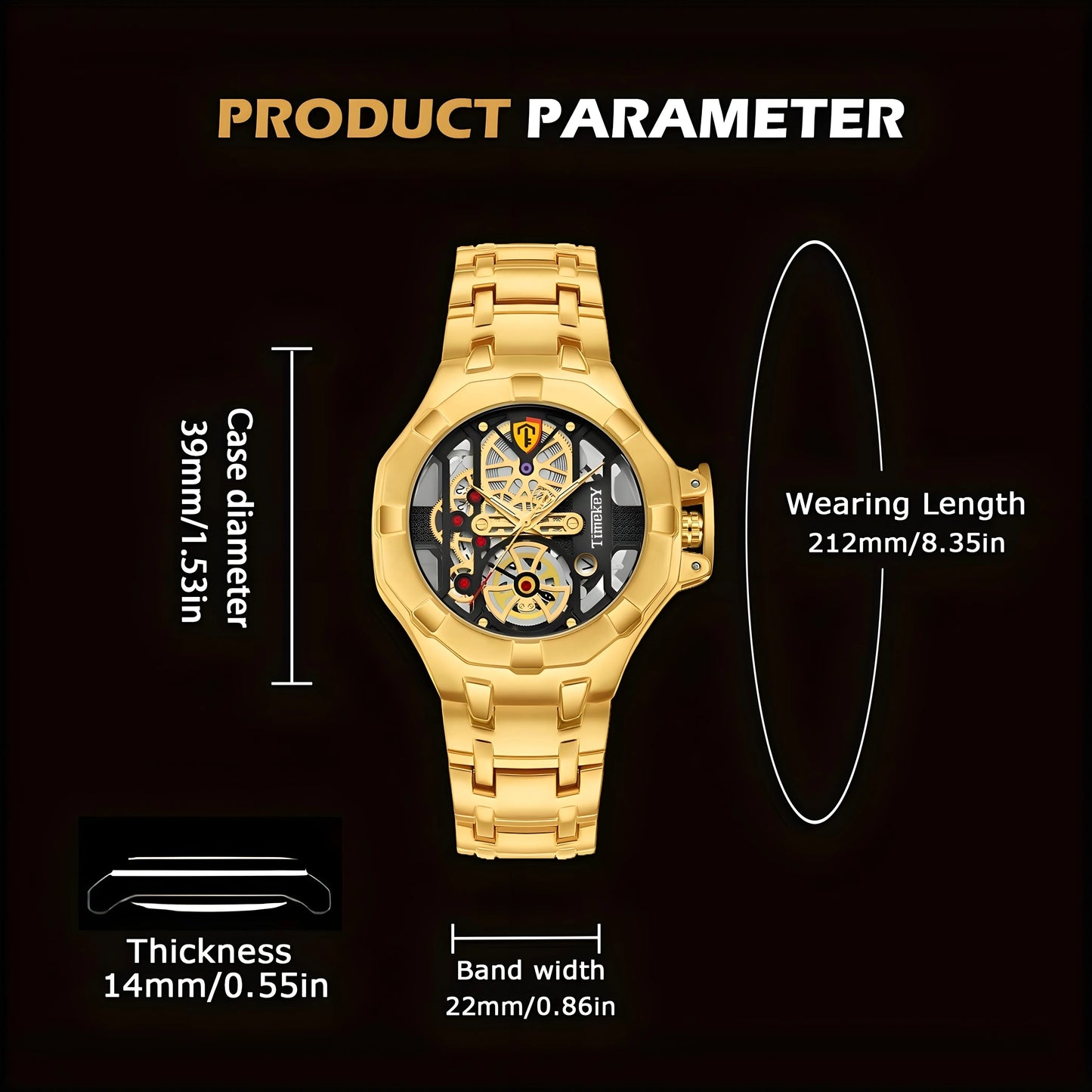 1 Piece Skeleton Design Quartz Men's Watch with Inner Wheel Design Luxury Style Christmas and New Year's Gift