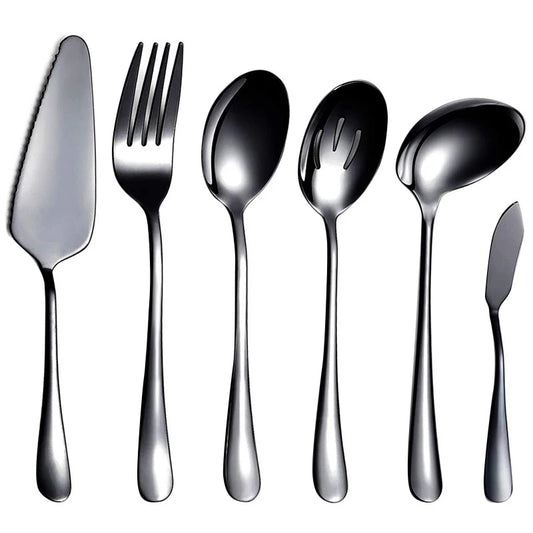 6 Piece Serving Flatware Set With Cake Server And Slotted Spoon