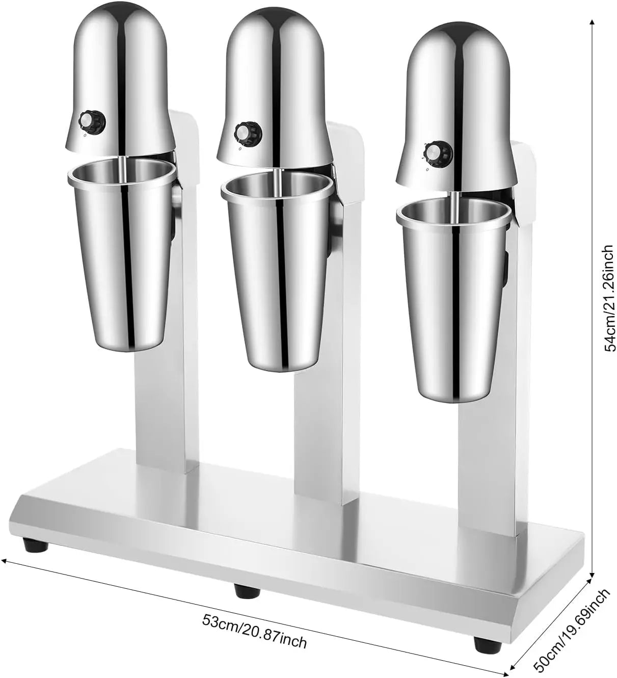 Commercial Grade Triple Head Stainless Steel Milkshake Maker with 800ml Blend Cups for Home Kitchen