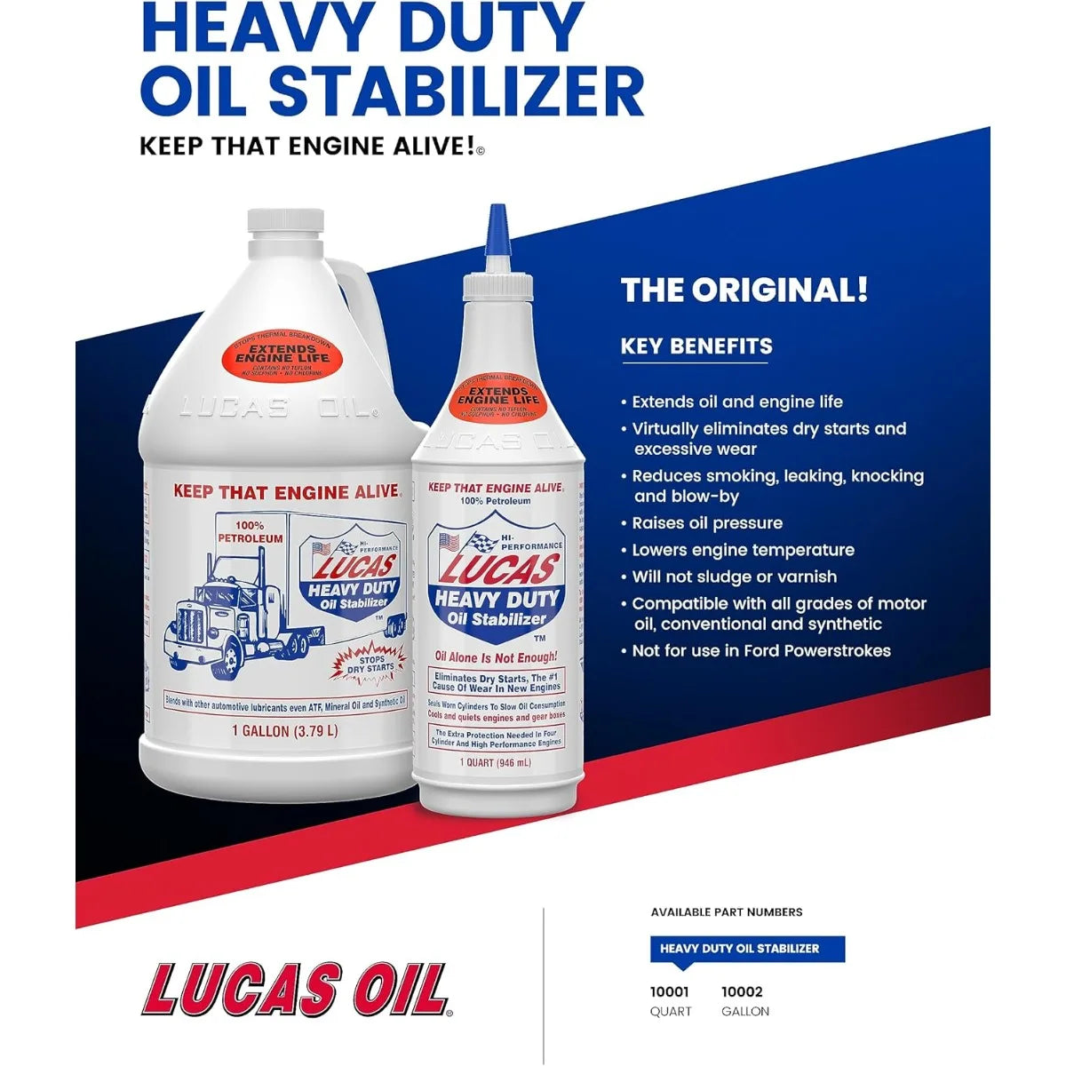 Lucas Oil 10002 Oil Stabilizer 4x1 Gal Heavy Duty Formula for Engine Protection