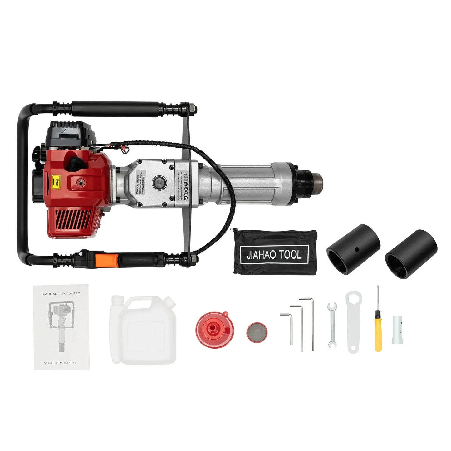 1900W Gasoline Pile Driver 52cc 2 Stroke Ground Auger 55 To 70mm