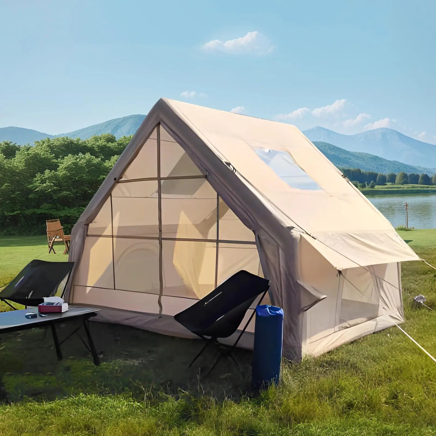 Large Inflatable Tent 67.8 Square Feet Inflatable Camping Tent for 4 to 6 People Four Season Glamping Tent Waterproof