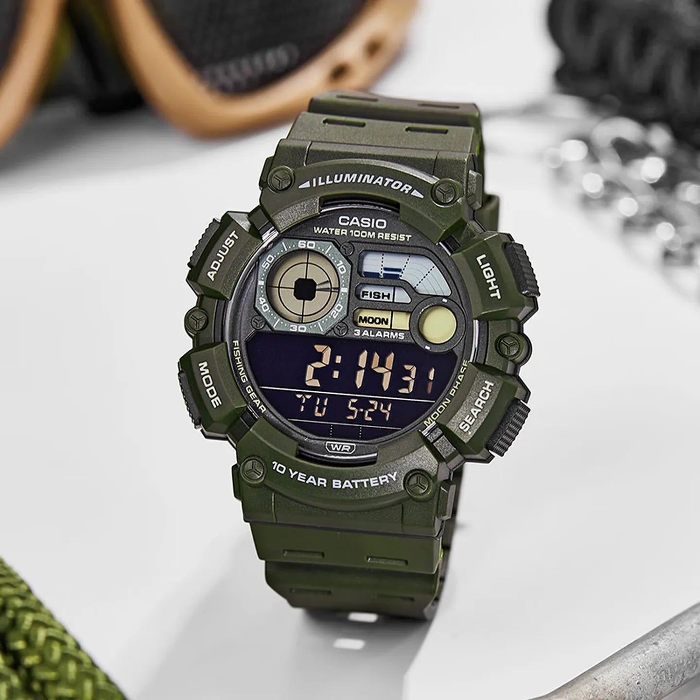 Casio WS-1500H Series Men's Large Dial Wristwatch Multifunctional Digital Display Waterproof Sports Leisure Electronic Watch