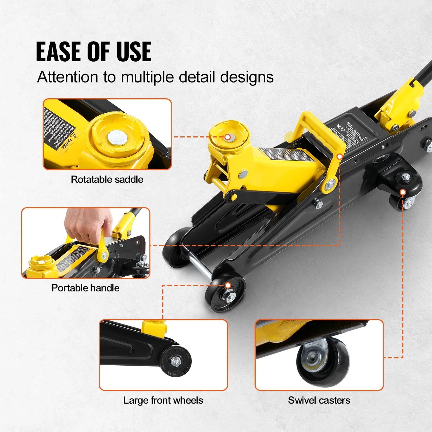 SucceBuy Low Profile Floor Jack 2 Ton Heavy Duty Iron Hydraulic Jack