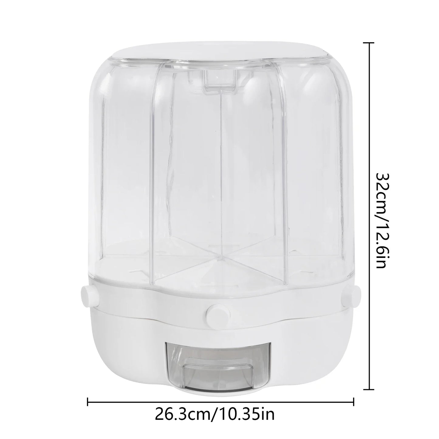 Rotating Food Dispenser Rice Dispenser 6 Grid Rice Bucket Whole Grains Rice Container Storage with Lid Dry for Kitchen White