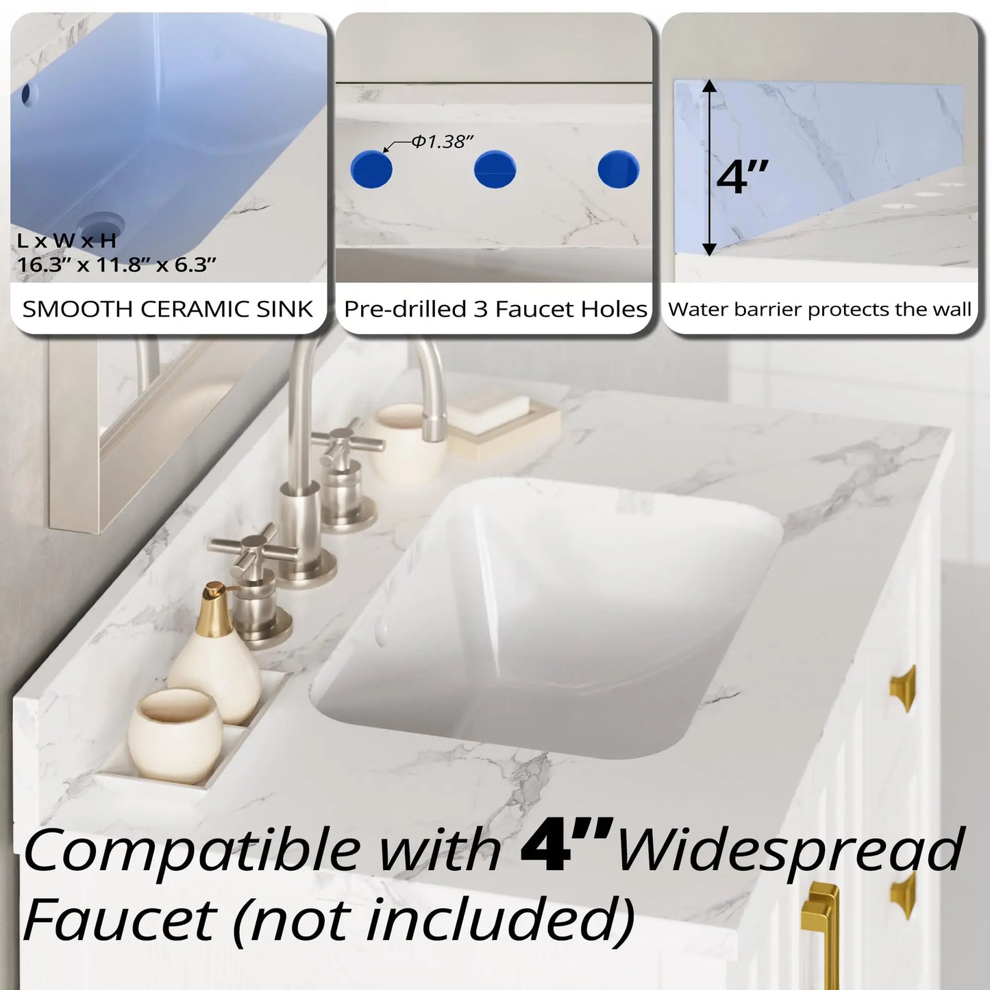 Ironck 30 Inch Bathroom Vanity with Sink and Storage Cabinet Modern Bathroom Vanity Set with Two Drawers Easy Assembly