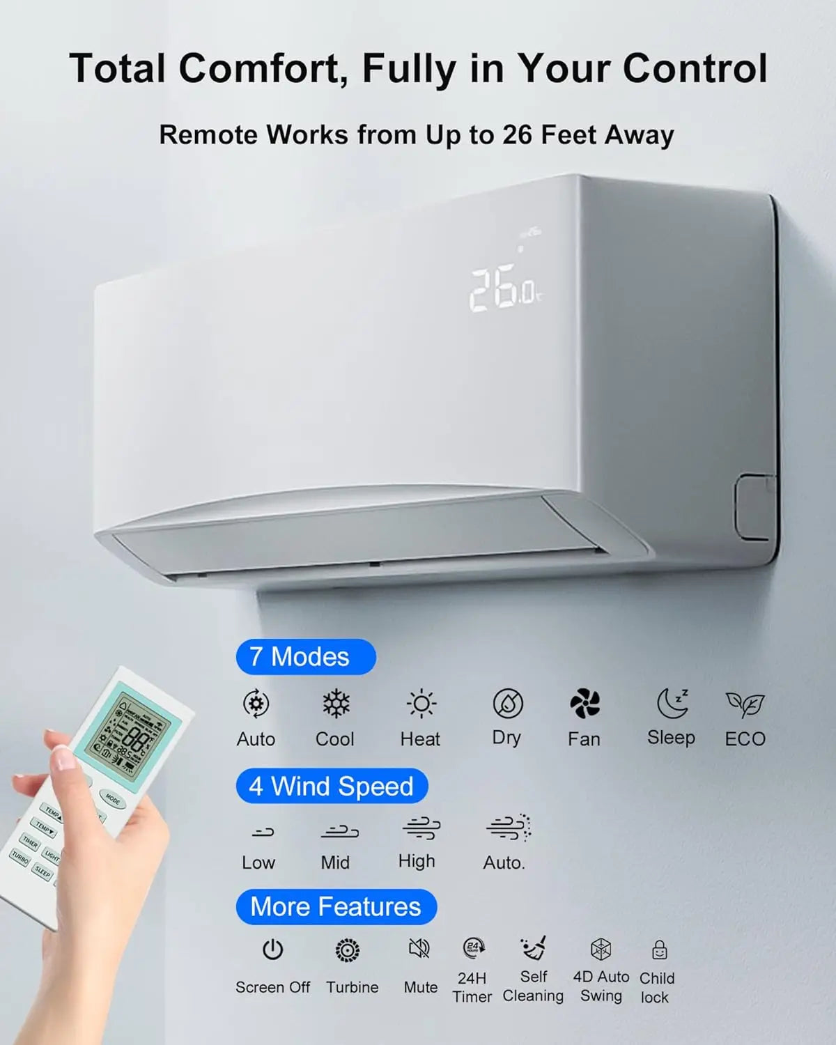 12000 BTU Mini Split Air Conditioner And Heat Pump 230V Ductless Inverter Energy Efficient Cooling System Customized for Home Us