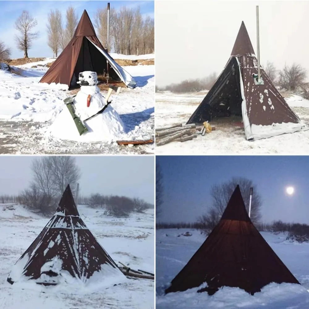 Portable Waterproof Camping Pentagonal Teepee Tent Outdoor Pyramid Tipi Tent with Stove Hole