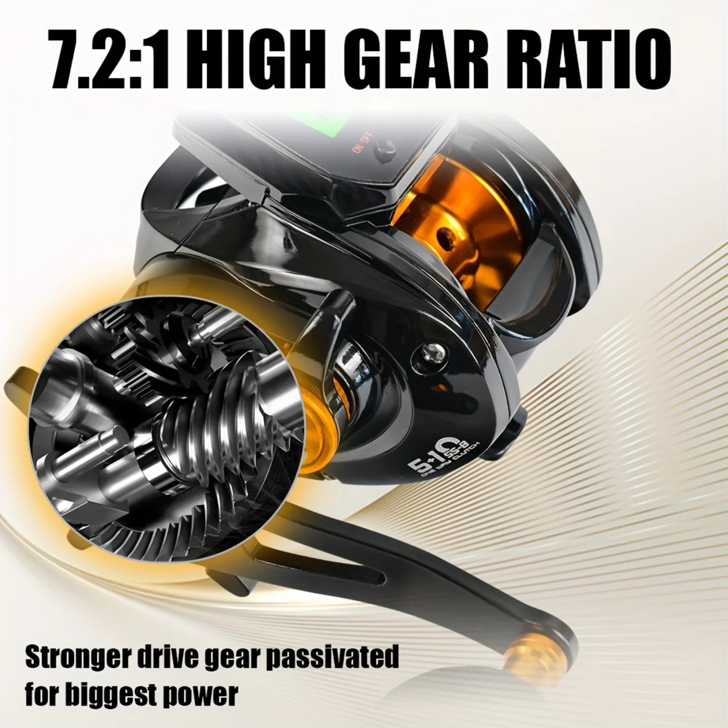 LISMFishing Advanced HD Display Fishing Reel for Sea Boat Fishing With 7.2 To 1 Gear Ratio and Precision Brake System