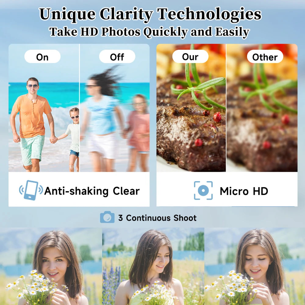 Zostuic 4K Digital Camera Autofocus 48MP Vlogging Camera with 3 Inch 180 Degree Flip Screen 16X Digital Zoom