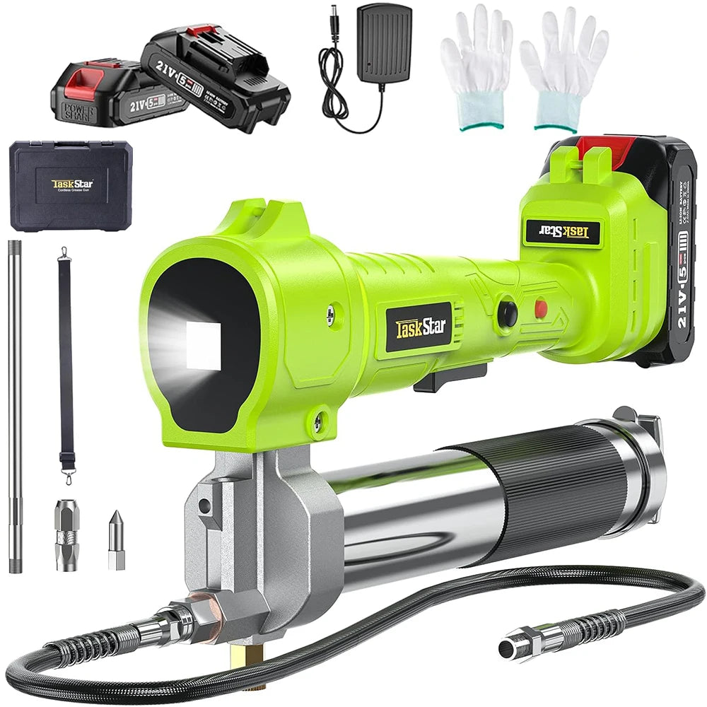 Taskstar 10000PSI Electric Grease Gun Kit 1m Flexible Hose Cordless Electric Oil Injector Fat Machine For Makita 18V Battery Pin