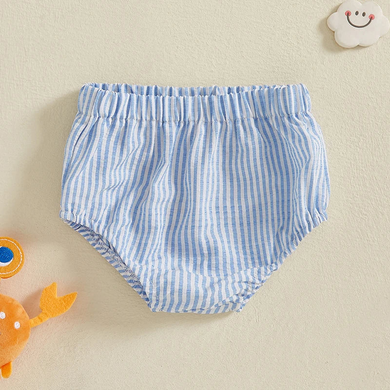 Infant Baby Boys Summer Elastic Waist Lobster Embroidery Shorts Diaper Covers