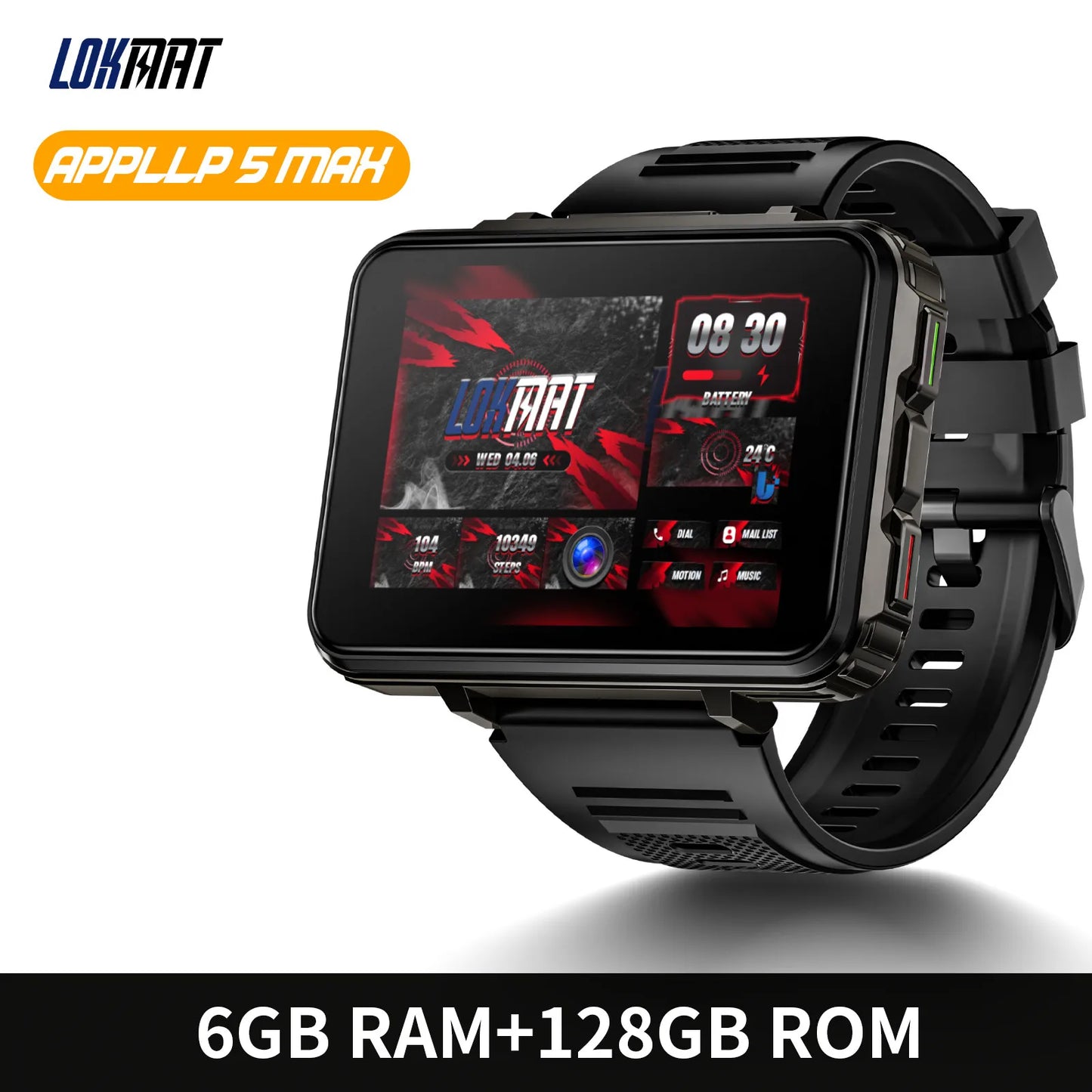 LOKMAT 5 Max Android Watch Phone 4G WiFi Dual Camera With Flashlight Gaming
