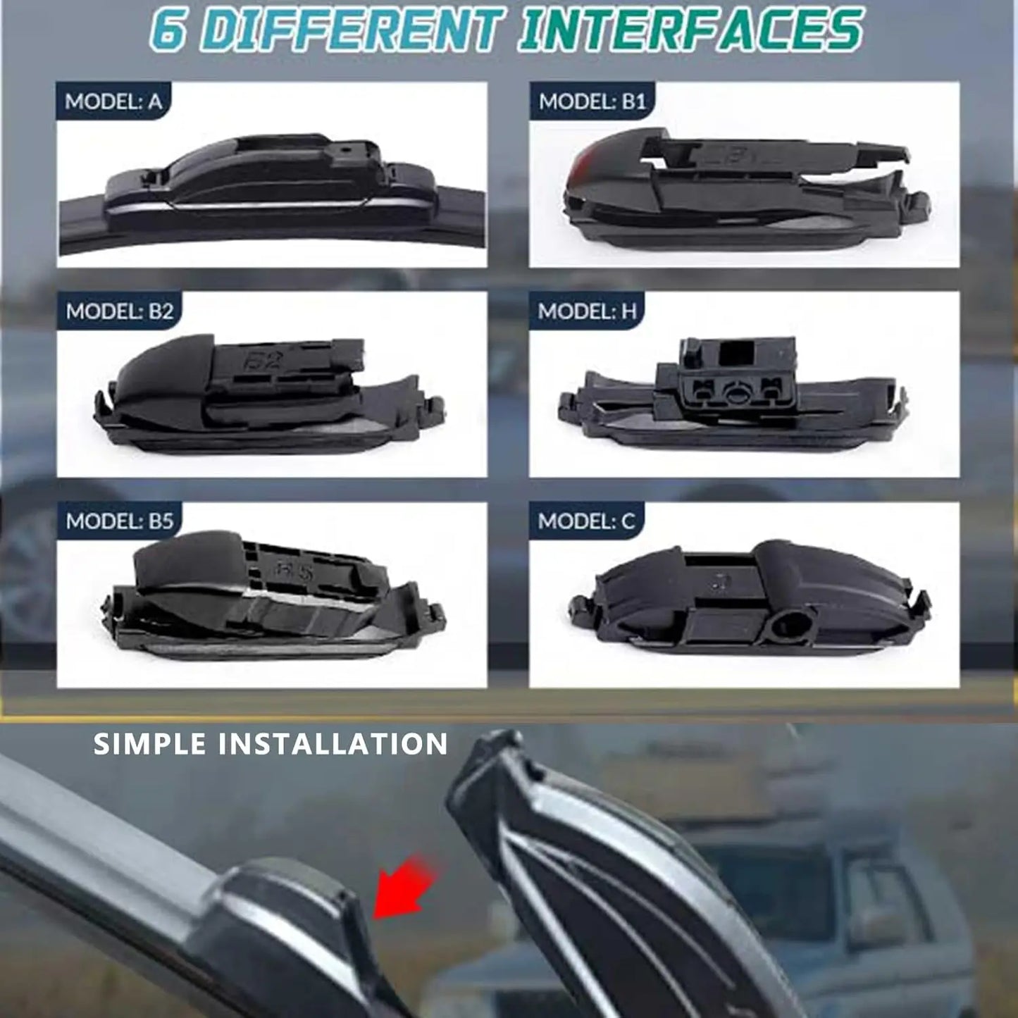 Universal 22x22 Front Windshield Wiper Blade Elastic Rubber for Car SUV Truck Durable Replacement