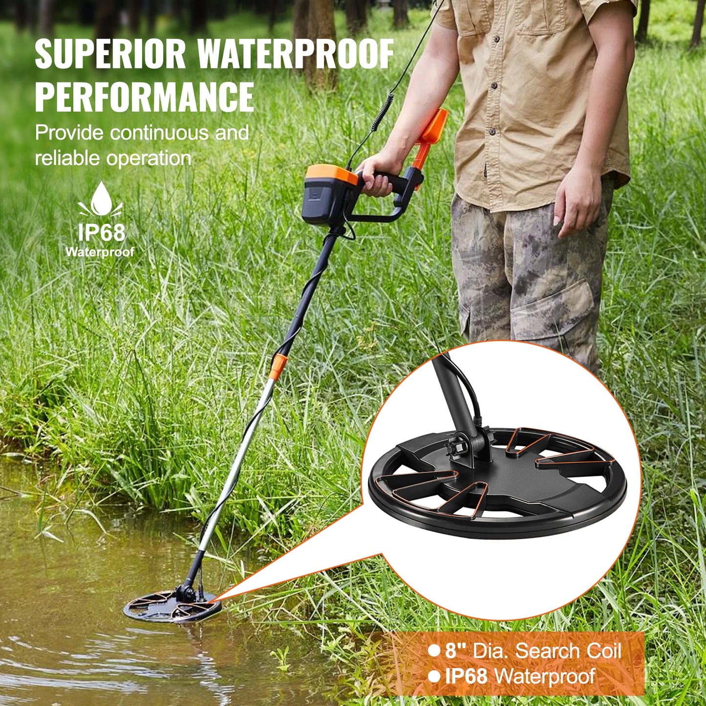 SucceBuy Metal Detector With 8 Inch Waterproof Coil And High Accuracy Pointer
