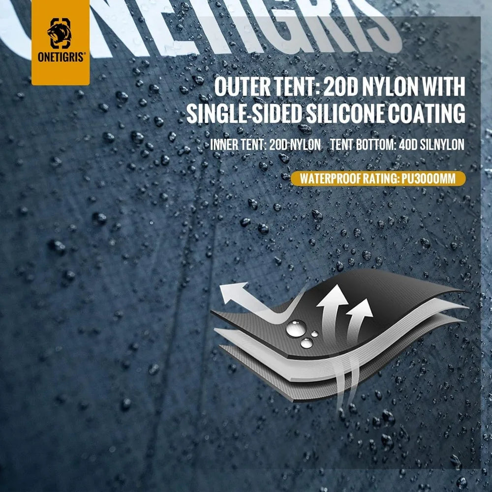 OneTigris Stella 4 Season Camping Tent Backpacking Two Person Waterproof Lightweight Easy Setup 3000mm Waterproof Rating