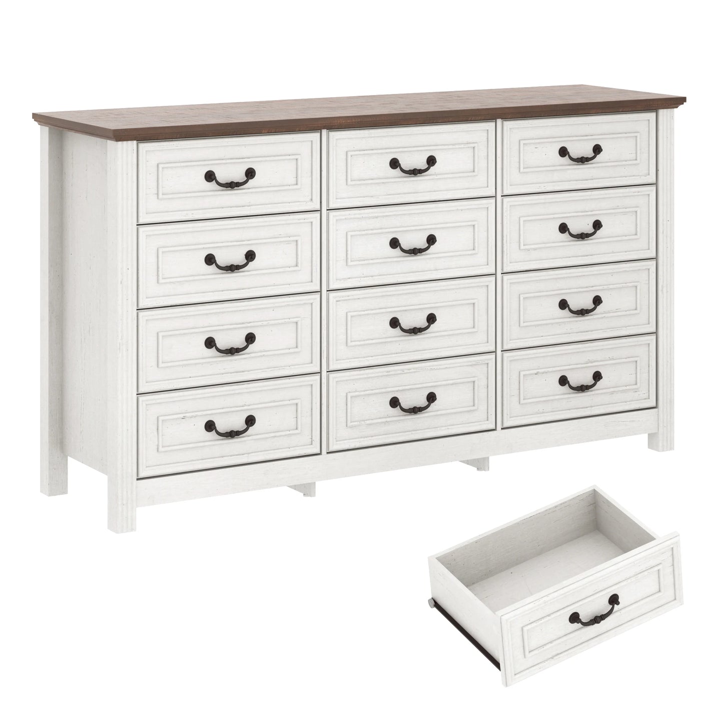 Large Dresser with 12 Drawers Modern Wood Storage Cabinet for Bedroom 63 Inch Clothes Organizer