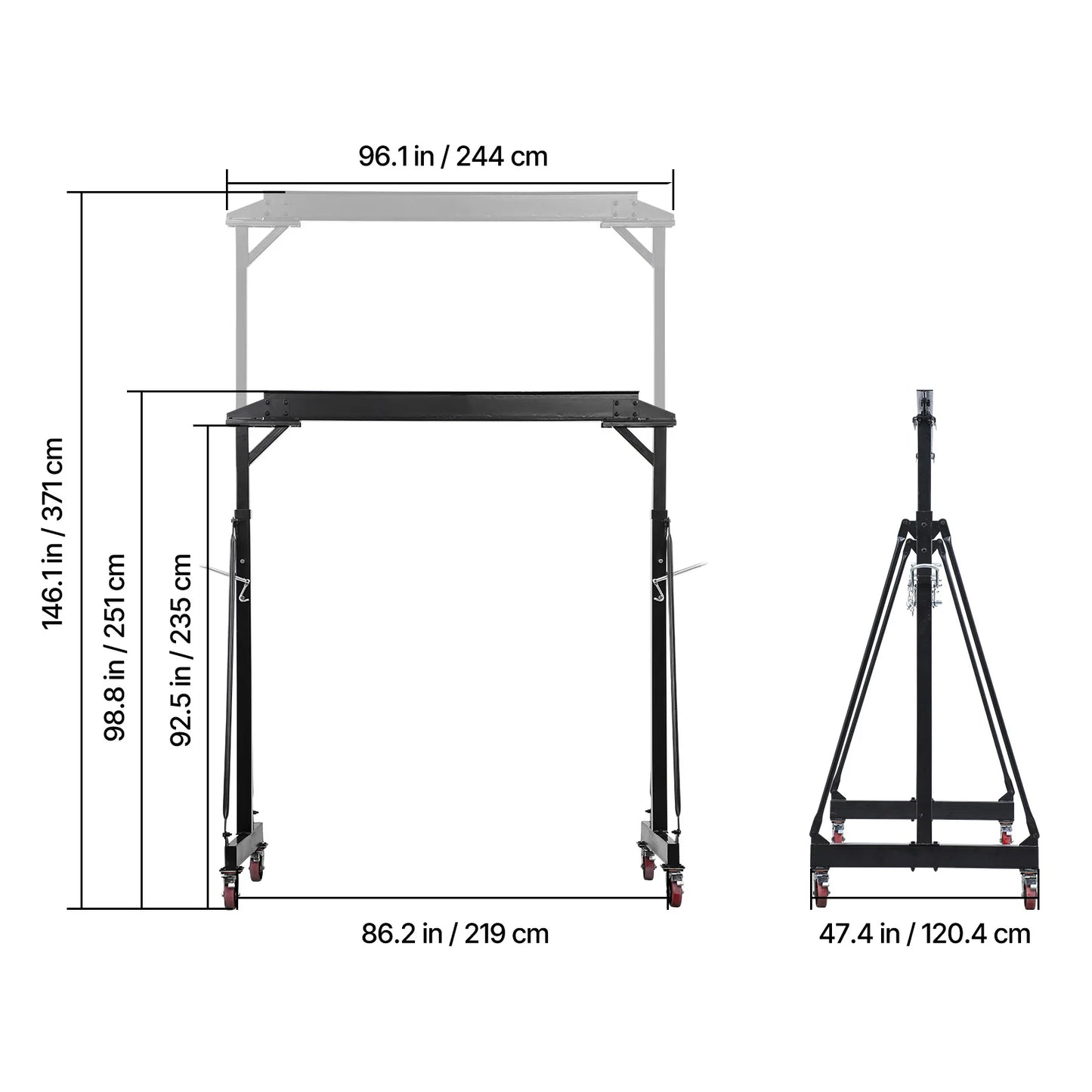 SucceBuy 2200/4400 lbs Adjustable Gantry Crane Portable Shop Lift Hoist with Height Adjustable & Locking Wheels for Factory