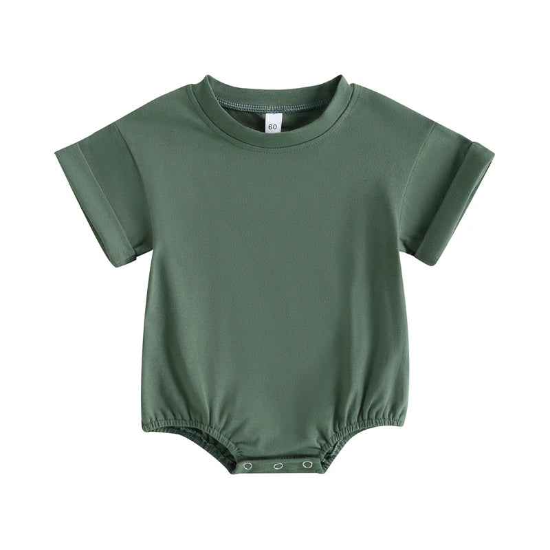 Newborn Baby Summer Crewneck Cotton Romper Jumpsuit