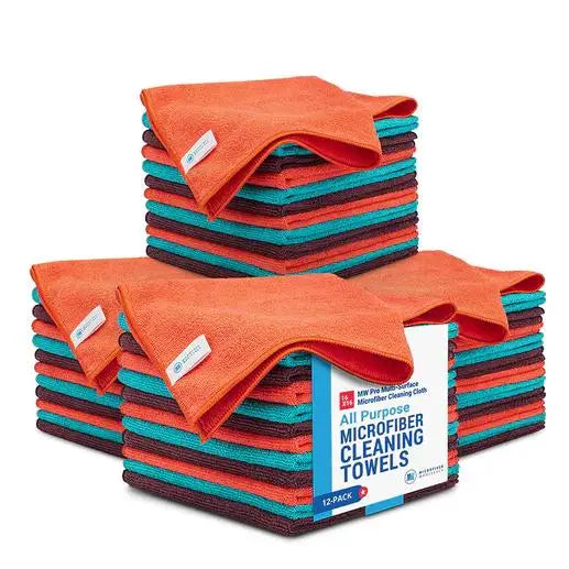 48 Pack 16 Inch by 16 Inch Microfiber Cleaning Towels Highly Absorbent Lint Free Multi Purpose Safe