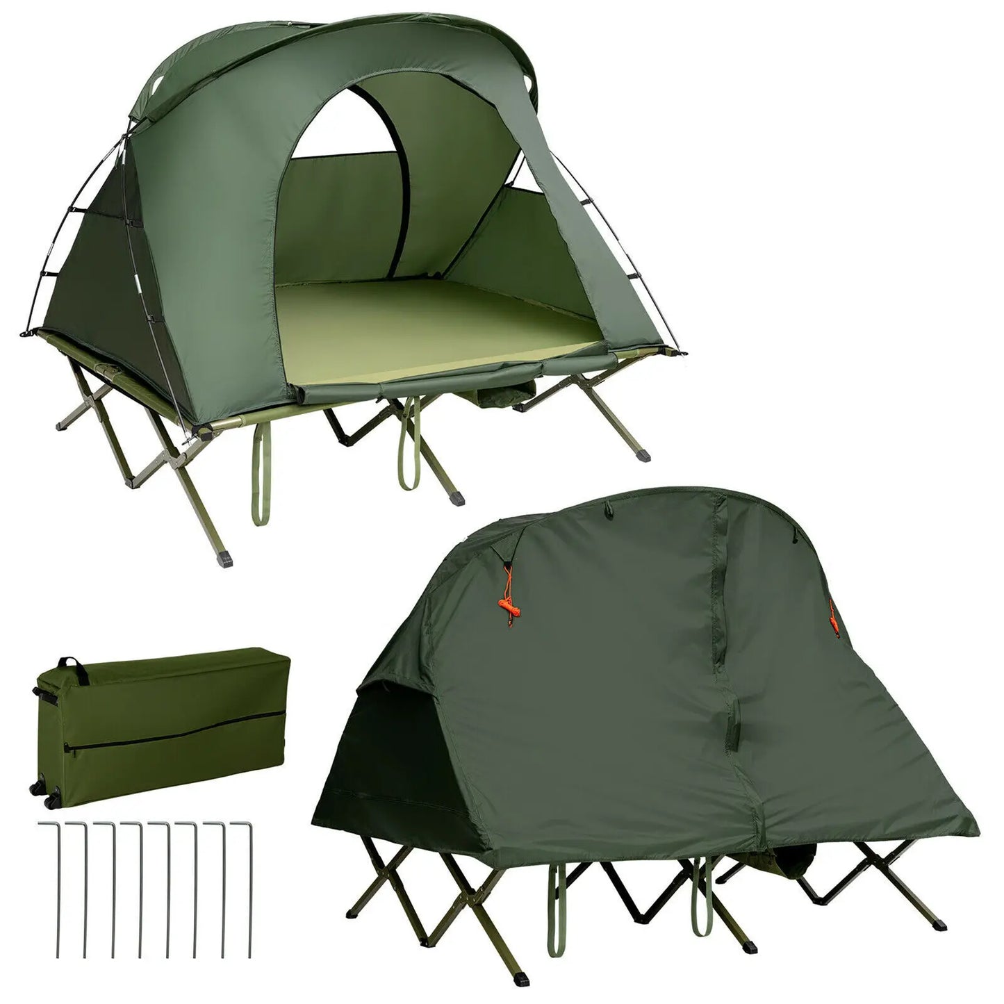 2 Person Outdoor Camping Tent Cot Compact Elevated Tent Set with External Cover