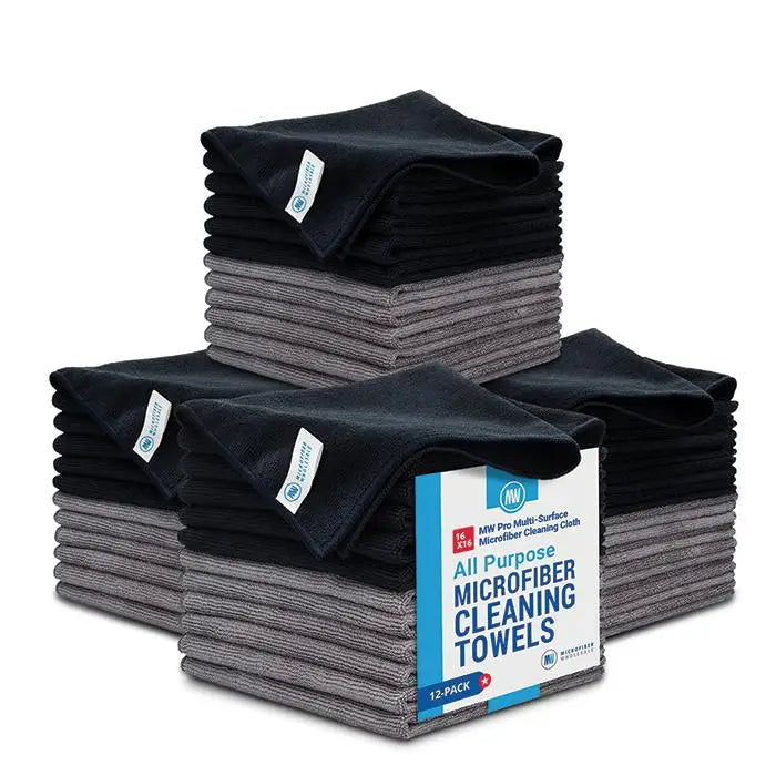 48 Pack 16 Inch by 16 Inch Microfiber Cleaning Towels Highly Absorbent Lint Free Multi Purpose Safe