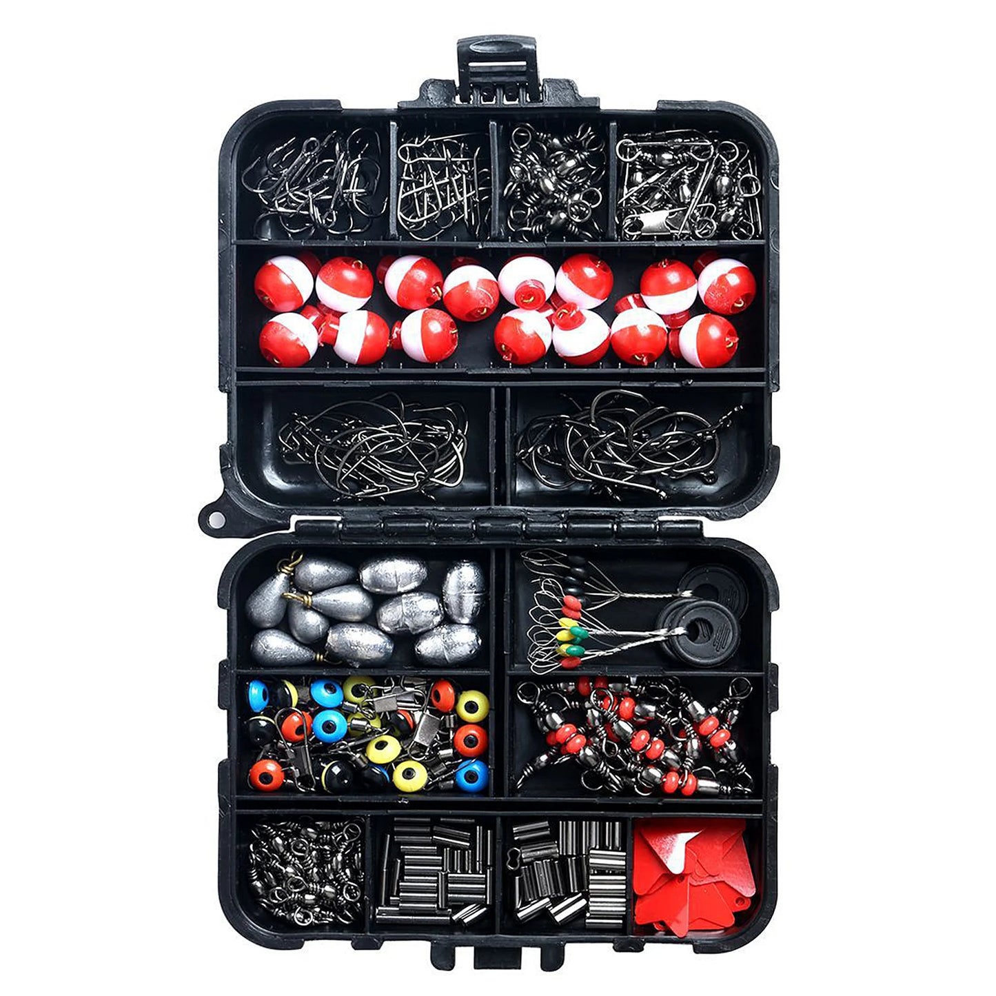 Fishing Accessories Set With Tackle Box Plier Jig Hooks Sinker Weight Swivels Snaps Sinker Slides