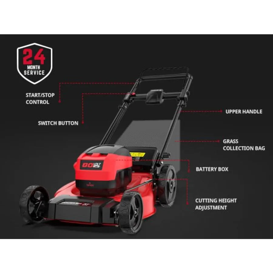 80V Max 21 Inch Cordless Lawn Mower 3 In 1 Brushless Electric With 6Ah Battery