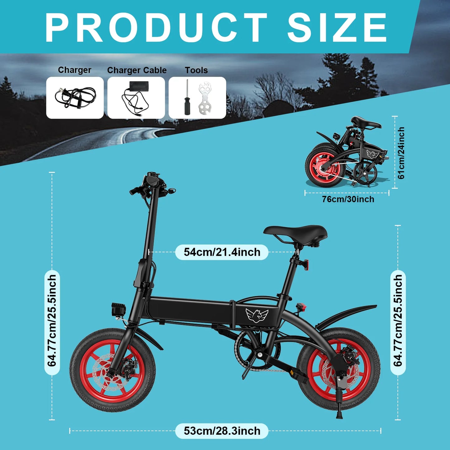 350W high-speed gear motor adult electric bicycle, foldable electric bicycle 15.5 miles lightweight small men's and women's elec