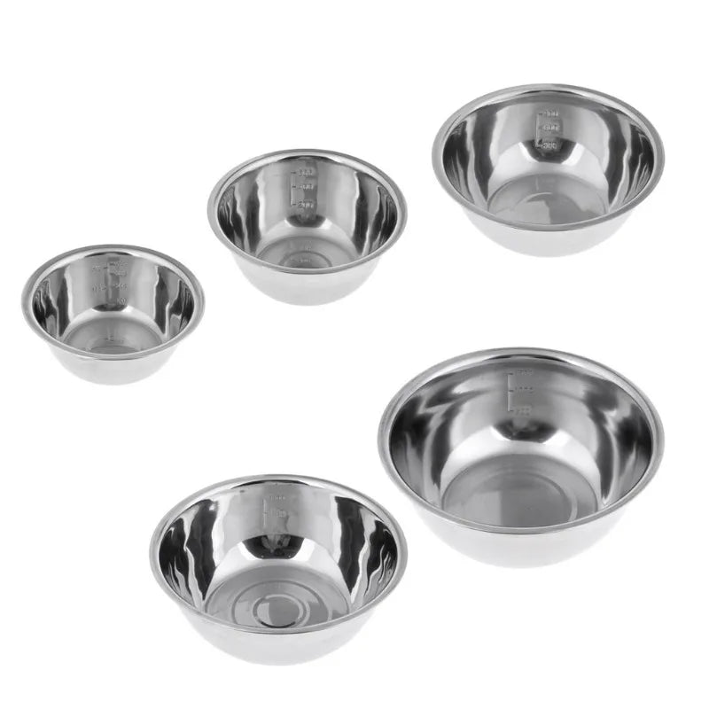 5 Piece Stainless Steel Nesting Mixing Bowls Set Non Slip Whisking Bowls