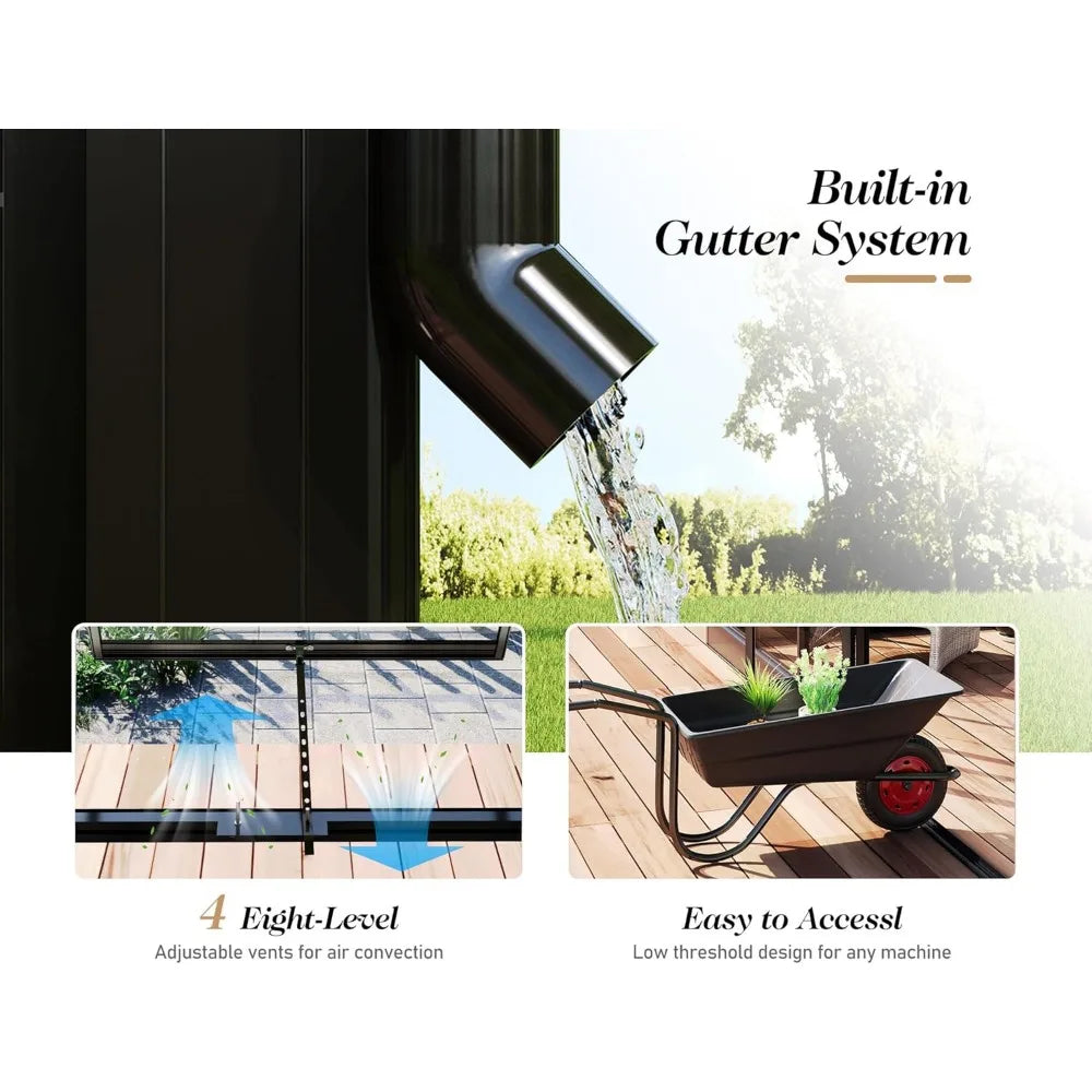 16x12x9.5 FT Pavilion Styled Greenhouse with Clear Panels Double Swing Doors and 4 Vents Hybrid Polycarbonate Greenhouse