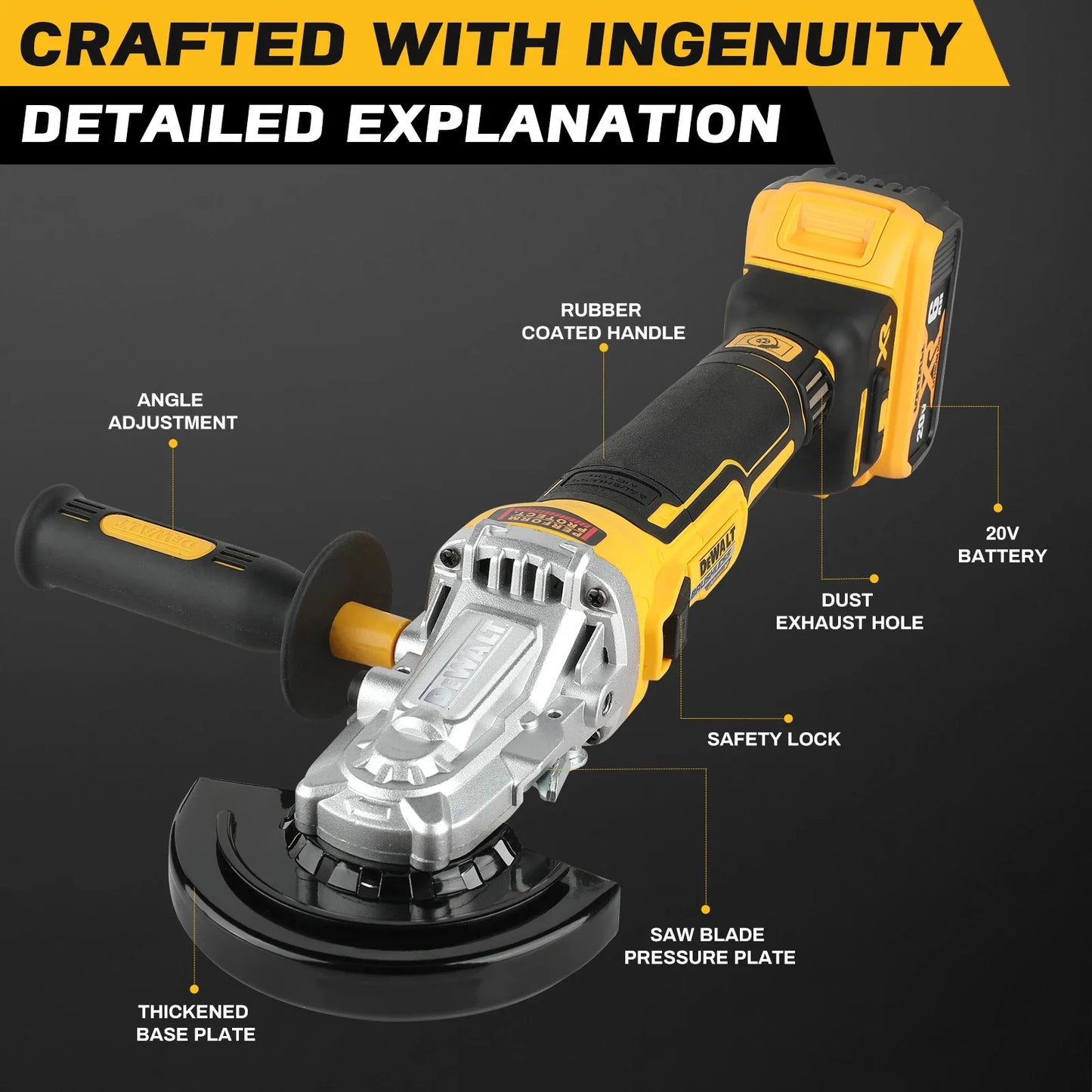 2025 DEWALT DCG405FN 125mm Flat Head Angle Grinder Bare Machine 18V Lithium Powered Brushless Tool for Precise Cutting