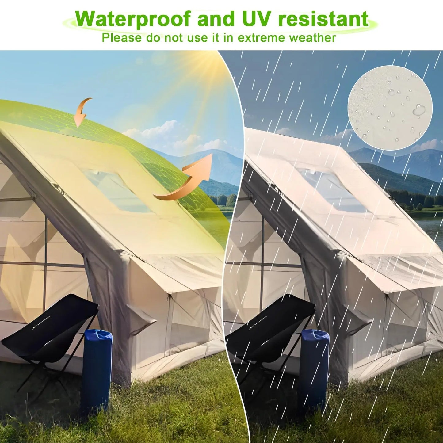 Large Inflatable Tent 67.8 Square Feet Inflatable Camping Tent for 4 to 6 People Four Season Glamping Tent Waterproof